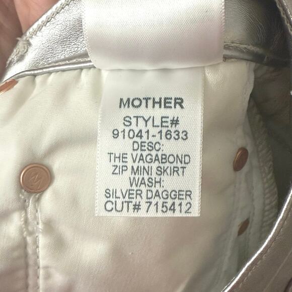 MOTHER The Vagabond Mini Skirt in Silver Dagger Size 25 - Picture 11 of 15